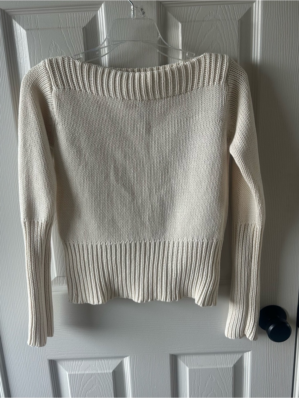 Y2K Gap Cream Boatneck Knit Sweater - Classic Rib Hem